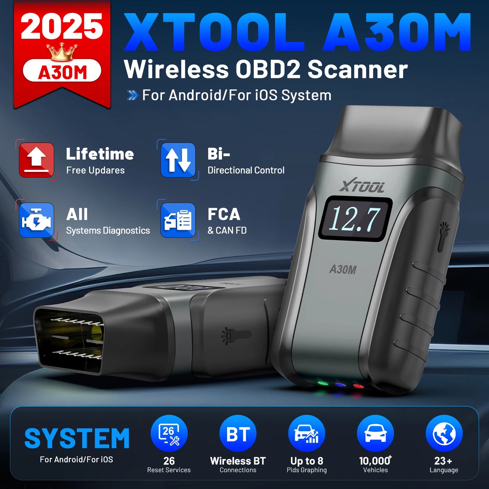 XTOOL A30M OBD2 skener Bluetooth diagnostický nástroj