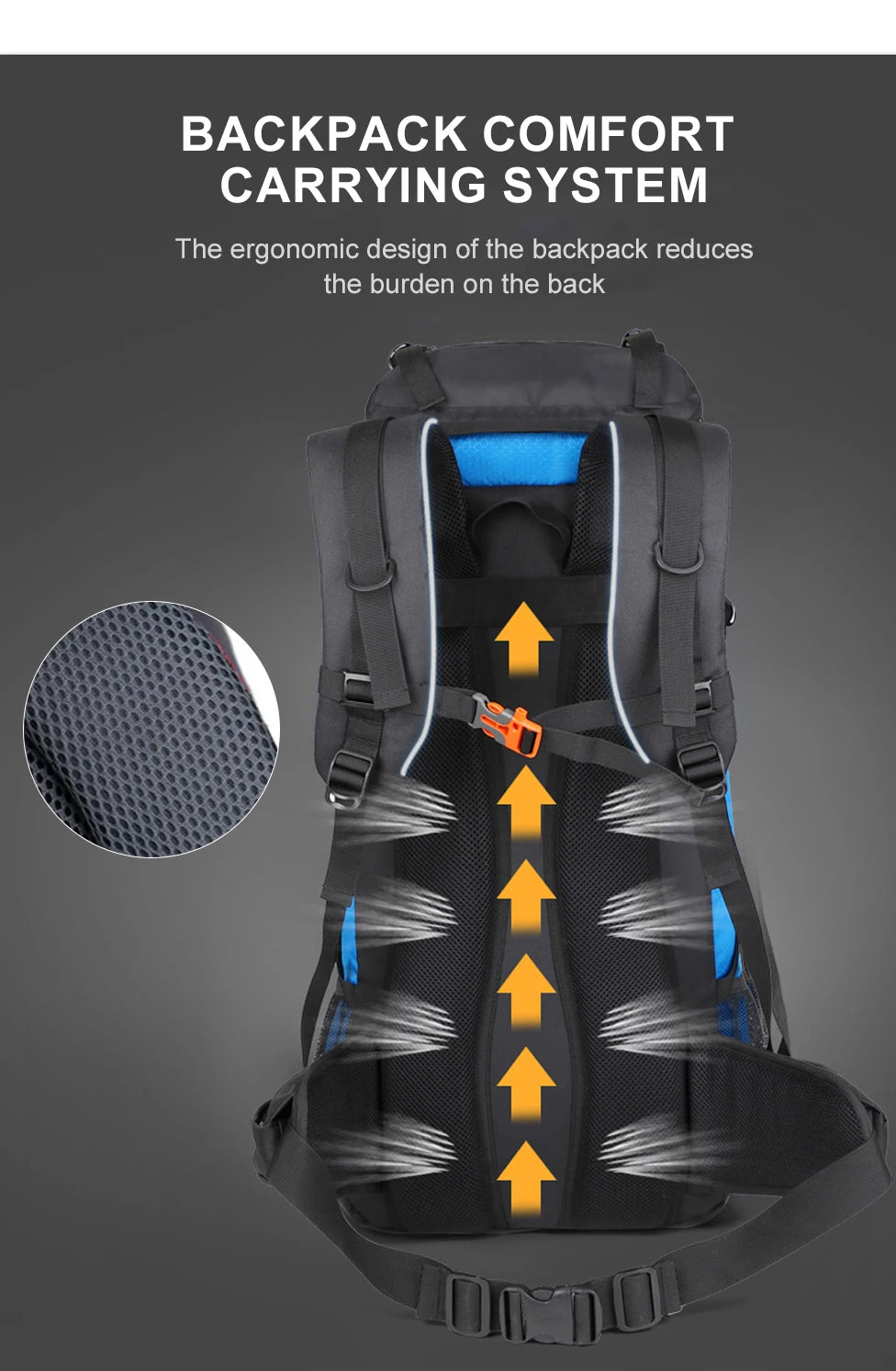 65L Waterproof Climbing Backpack for Hiking and Camping