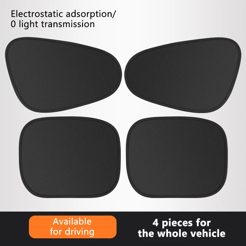 SEAMETAL Electrostatic Curtains for Car Side Window 4-Layer Sun Protection Cover Foldable Car Sun Shade 99.9% UV Ray Blocking