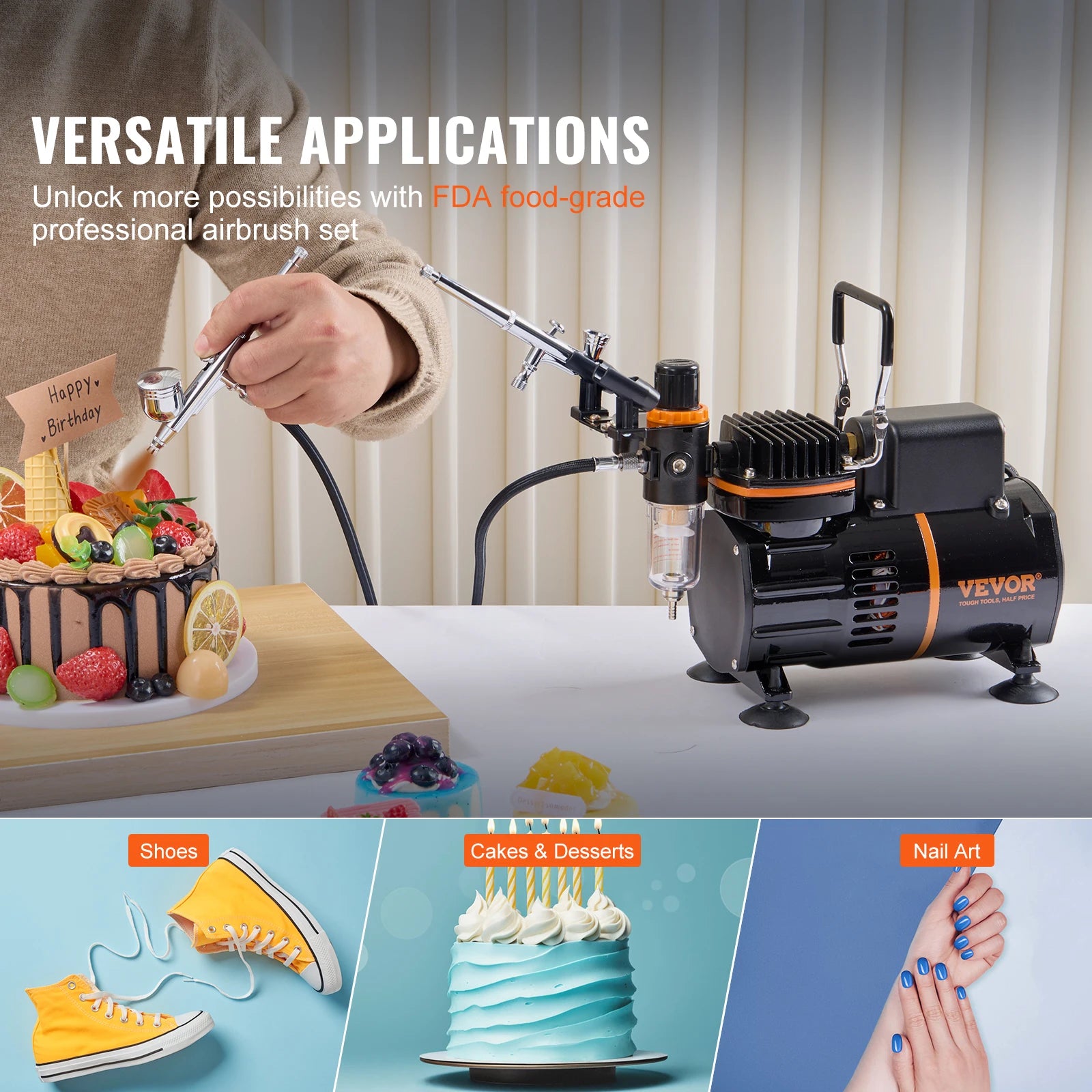 Professional Airbrush Kit with Dual Fan Compressor & 3 Nozzle Sizes