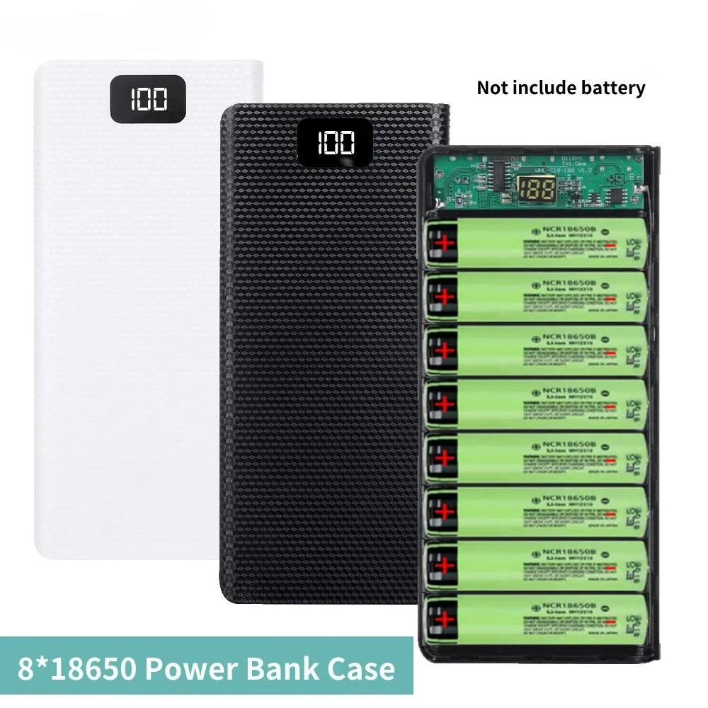 DIY 8*18650 Battery Power Bank Case Charge Storage Box 5V Dual USB Type C Battery Holder Box PD QC3.0 Fast Charge For SmartPhone 