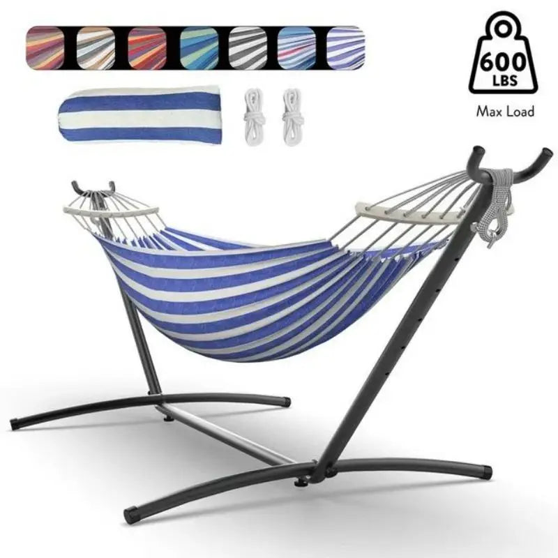 Adjustable Hammock with Stand, 600lb Capacity and Carry Bag