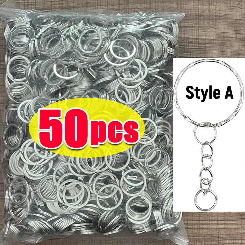 Silver Plated Metal Blank Keyring Keychain Split Ring Keyfob Key Holder Rings Women Men DIY Key Chains Key Ring Accessories