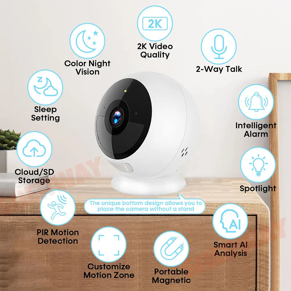 Κάμερα Ασφαλείας 2K 5MP WiFi με Ανίχνευση AI και Νυχτερινή Όραση