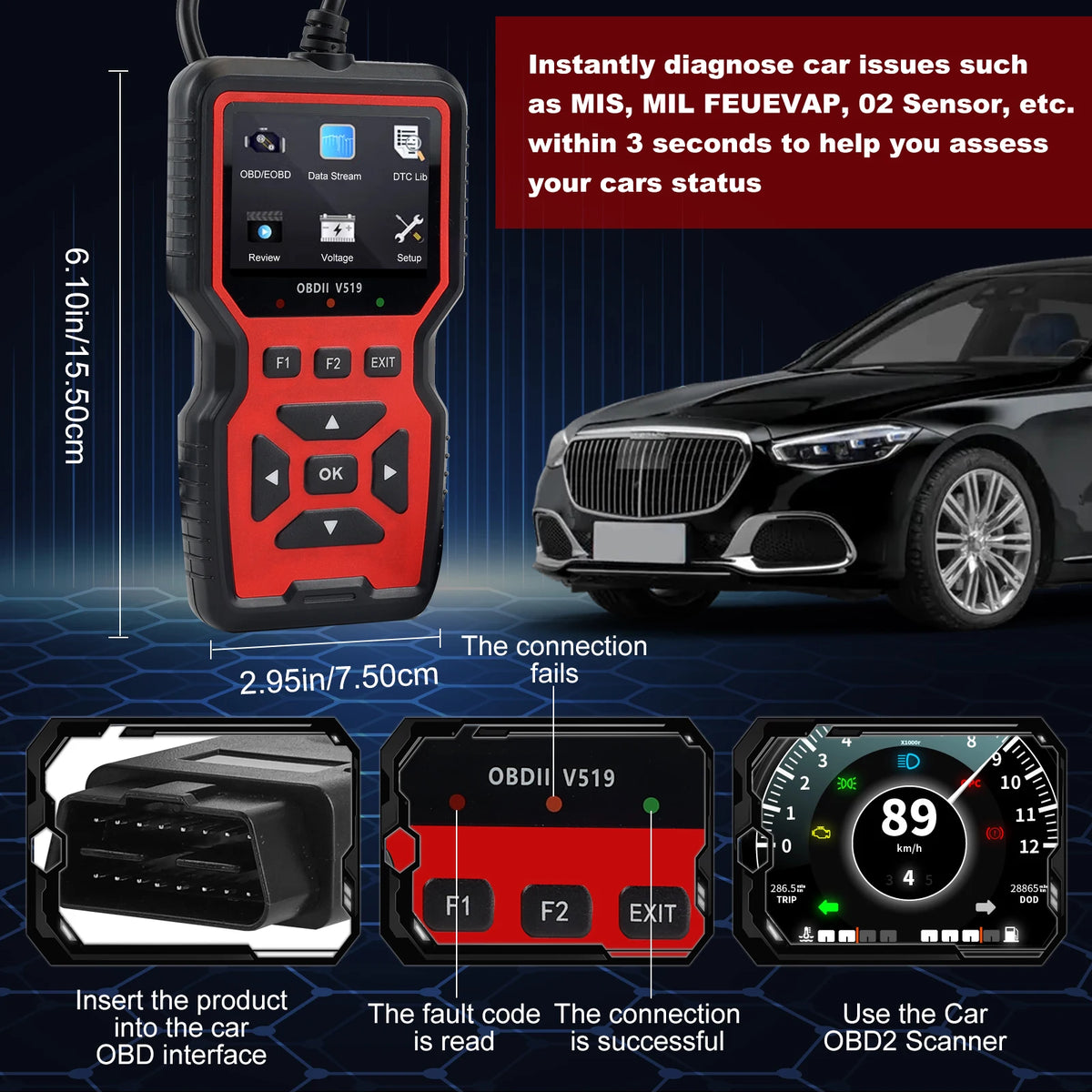 V519 OBD-II Vehicle Diagnostic Scanner