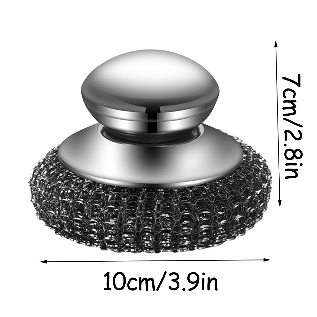 1PC Steel Wool Scrubber with Handle Stainless Steel Cleaning Brushes Cleaning Dishes Stock Pots Pans Griddles Grills 