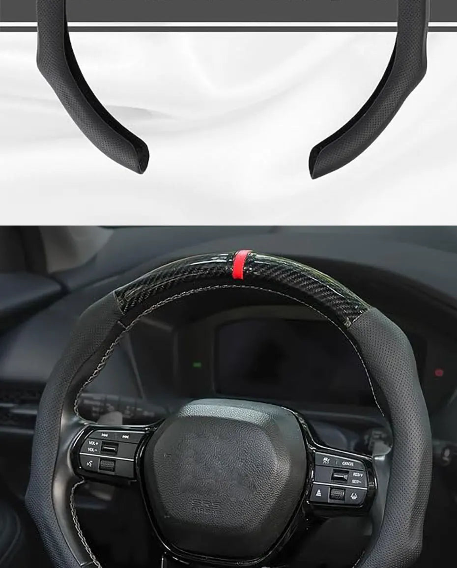 SEAMETAL Car Steering Wheel Cover Nappa Leather Snap-On Clip Installation With Return Mark Non-slip Steering Wheel Protector