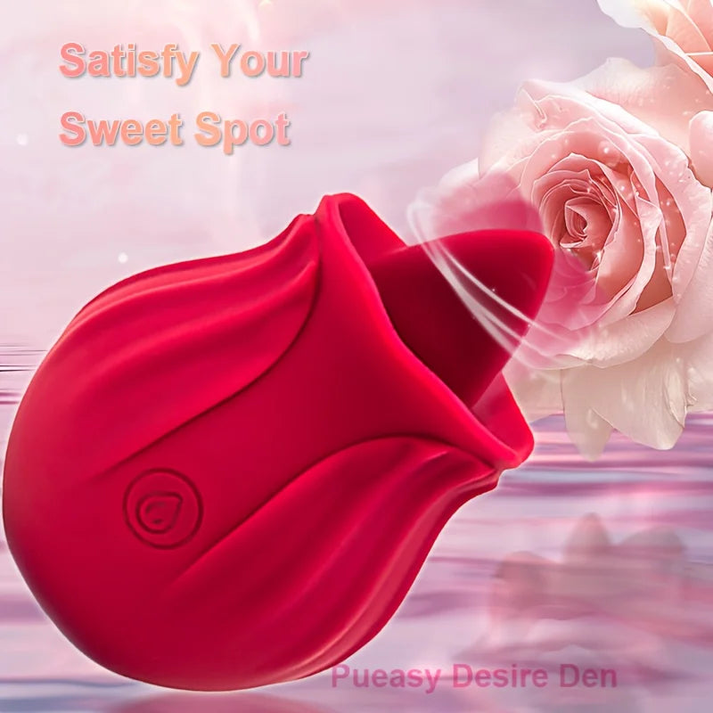 Rose Clitoral Suction & Licking Vibrator with 10 Modes