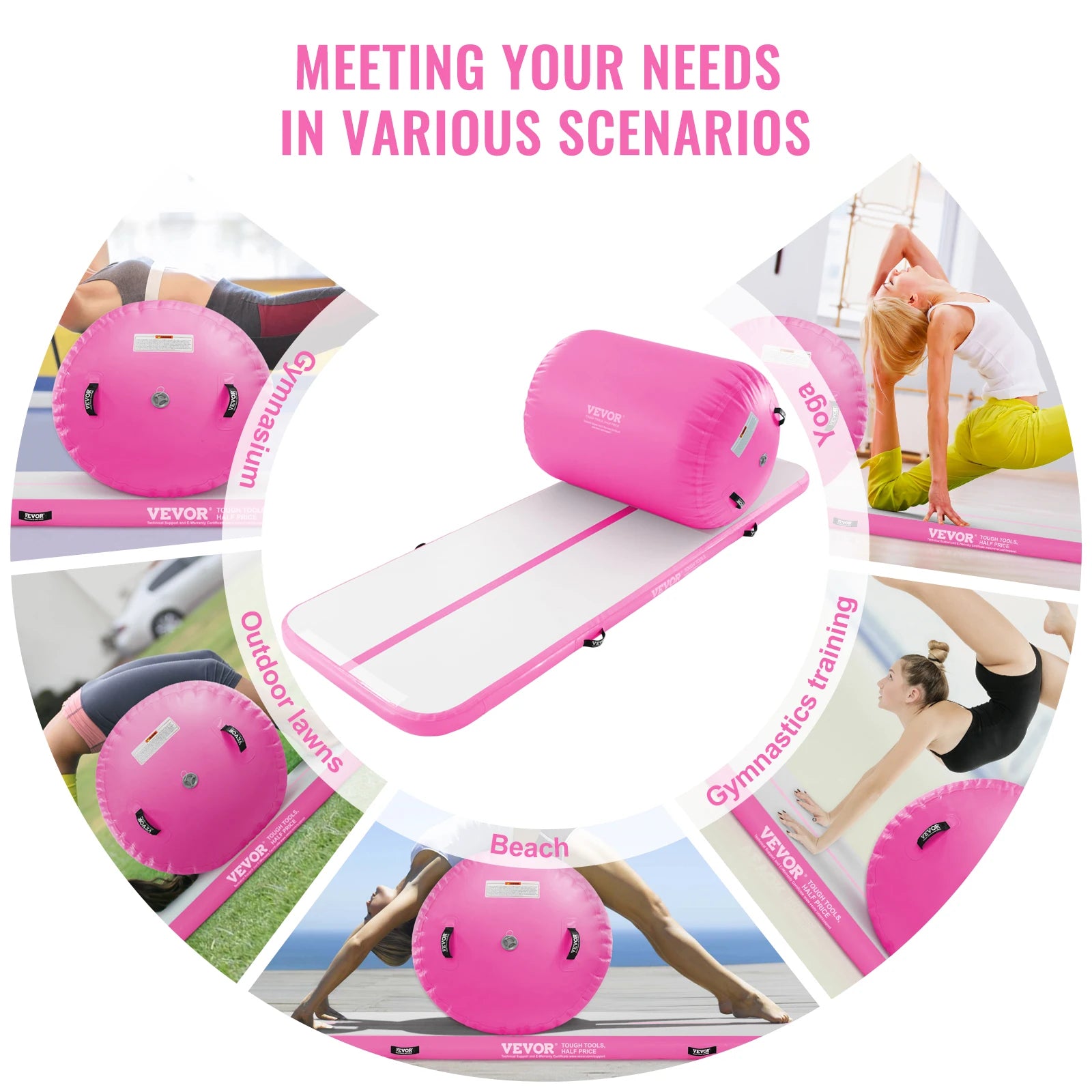 Inflatable Gymnastics Air Mat Set with Pump & Roller for Training