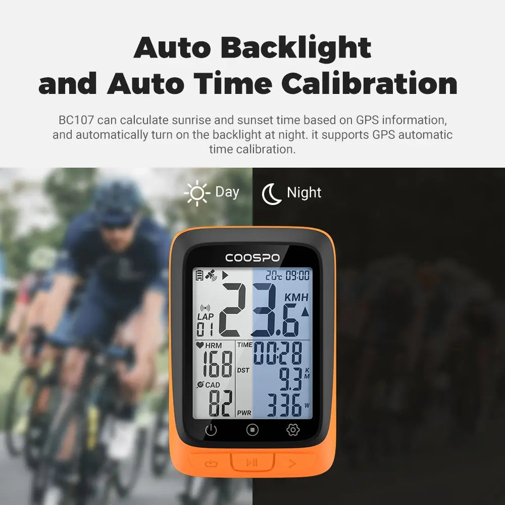 COOSPO BC107/BC26 Bike Computer GPS Wireless Bicycle Cycling Odometer Speedometer 2.4"FSTN Bluetooth5.0 ANT+ Waterproof GPS BDS 