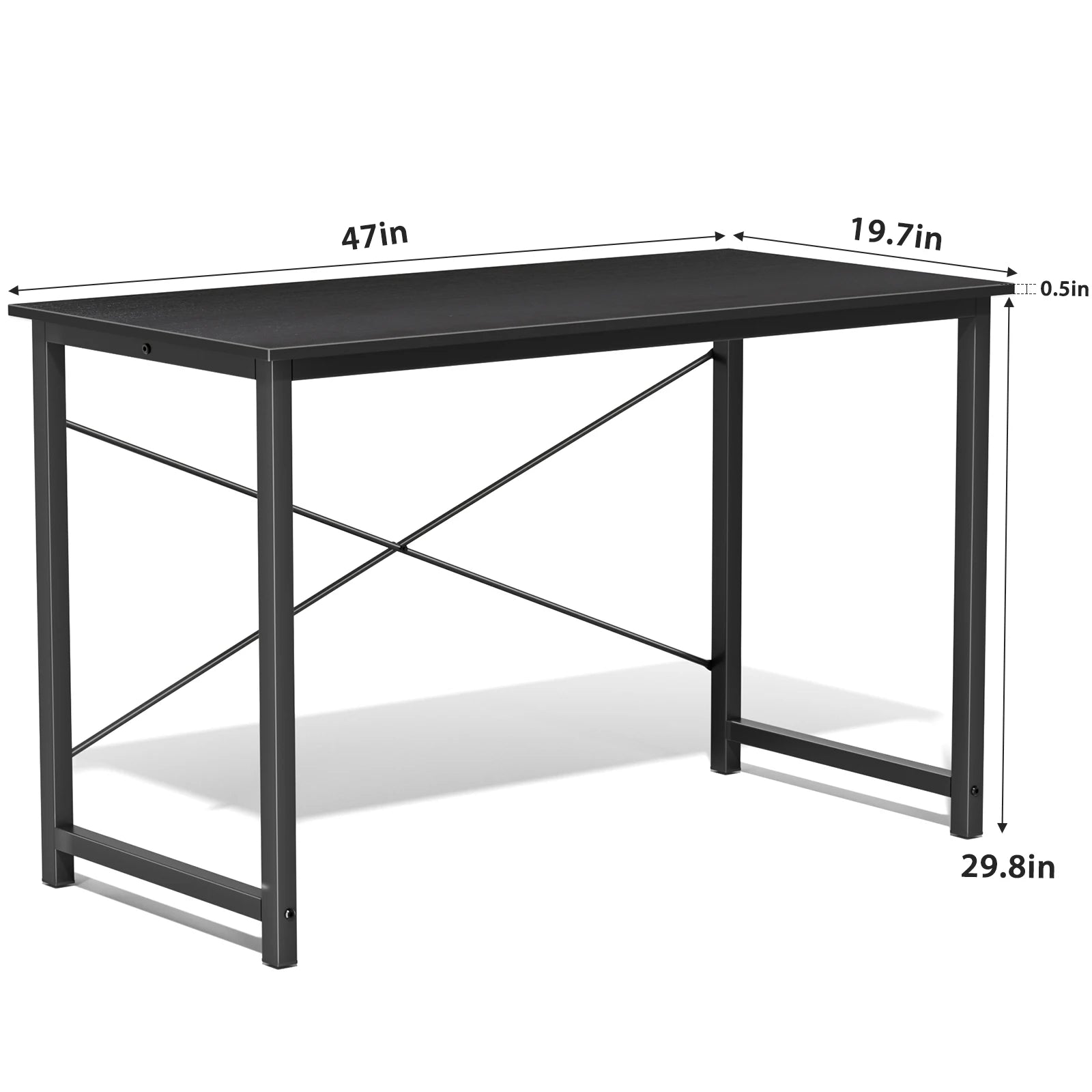 Modern Compact Computer Desk with Metal Frame & Wood Top
