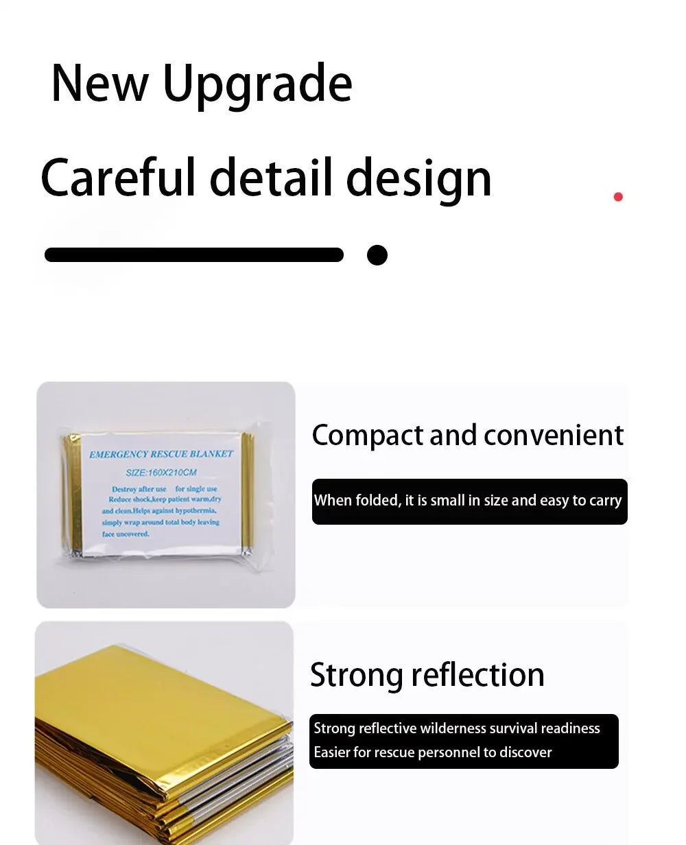 Emergency Thermal Poncho Blanket Lightweight Folding Water Resistant Windproof Sunshade Reusable First Aid Camping Mat Pad Cover 