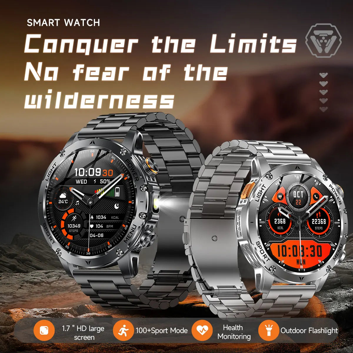 1,7-Inch Bluetooth Bel Smartwatch met Buitenverlichting