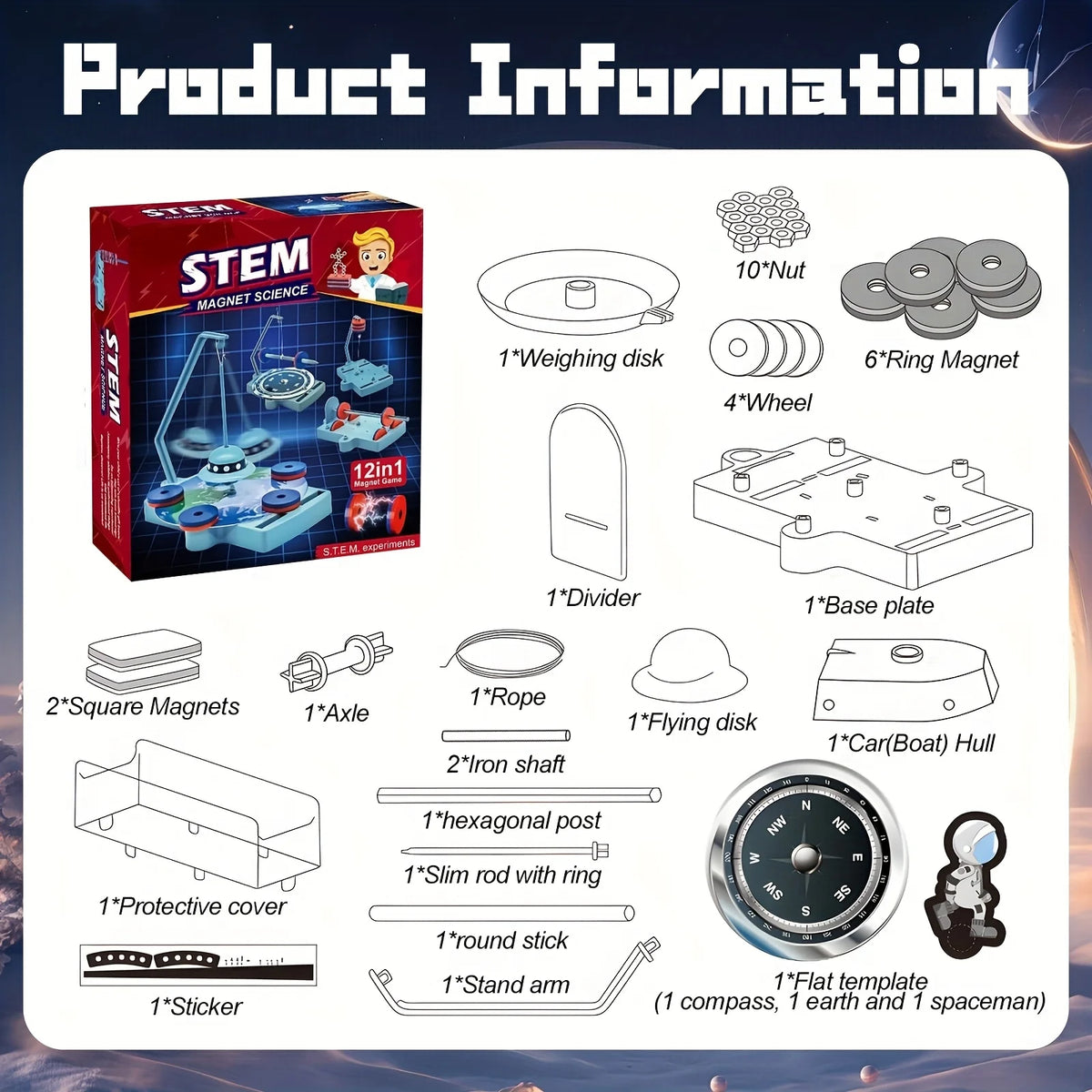 12-in-1 Magnetic Physics Experiment Kit
