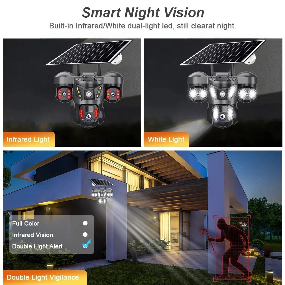 15MP 6K Solar-Powered 4G Triple-Lens Outdoor Security Camera