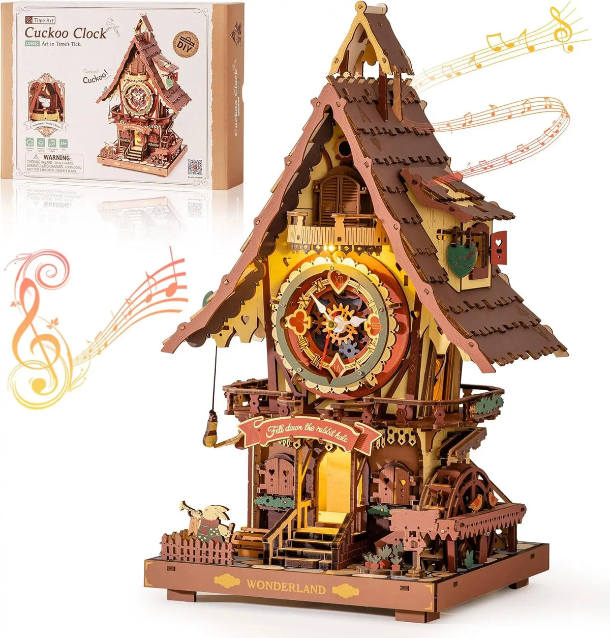 Fa kakukkos óra puzzle készlet mozgó madárral és fényekkel
