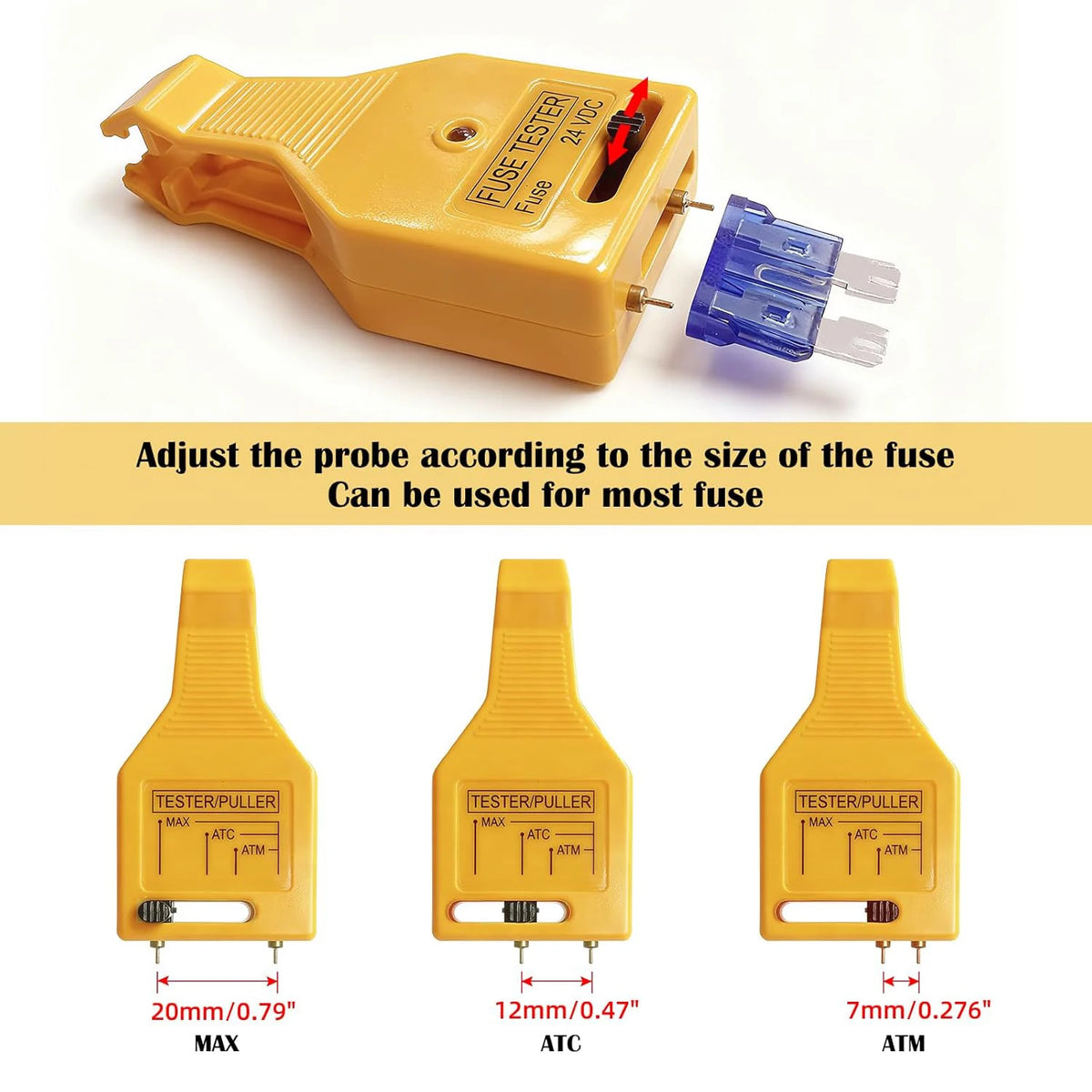 DC 24V Automotive Blade Fuses Tester and Puller Check for Circuit Breakers for Car ATR ATO/ATC ATM Reset Fuse Removal Tool