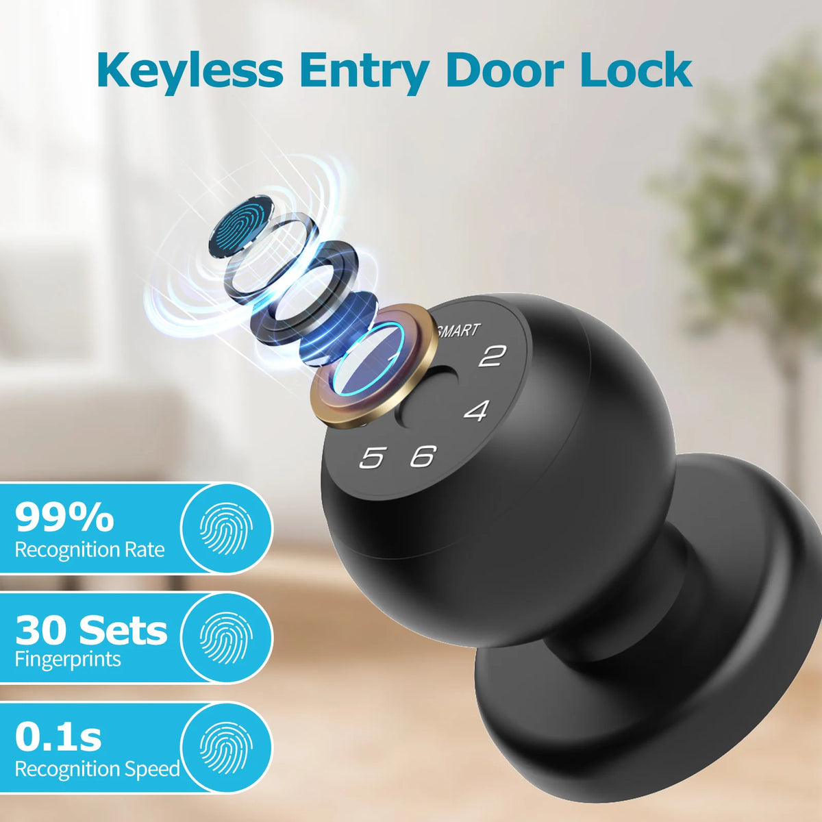 Kugelrunde Smart Lock mit Fingerabdruck und App-Steuerung