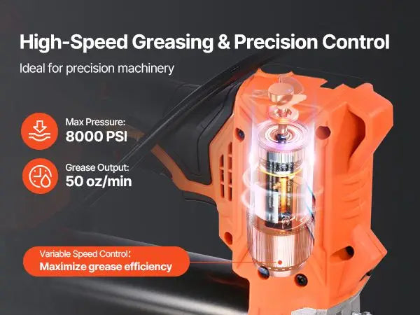 Battery Powered Grease Gun 8000 PSI Cordless 20V Operation