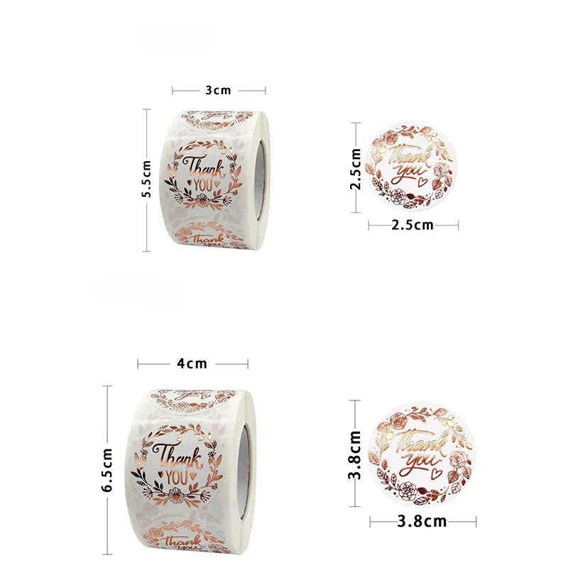 500pcs Monogrammed Floral Thank You Stickers
