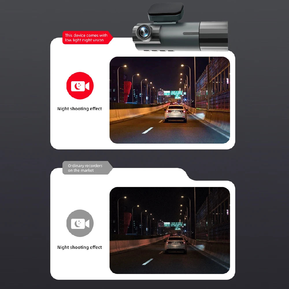 1080P 3-Way WiFi Dash Cam Front Inside Rear with Night Vision