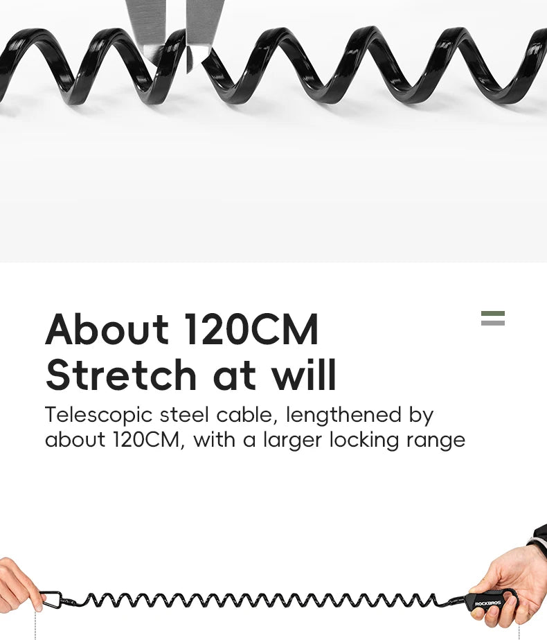 3-Digit Bicycle Cable Lock, 120cm Anti-Theft Lock