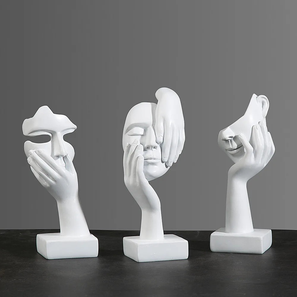 Resin Abstract Mask Statues European Miniature Figurines for Interior Home Office Study Desktop Figure Ornament Decor Gift 
