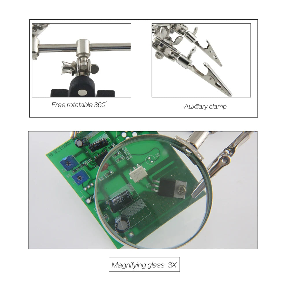 TE-805 Helping-Hands Magnifier with Two Clips