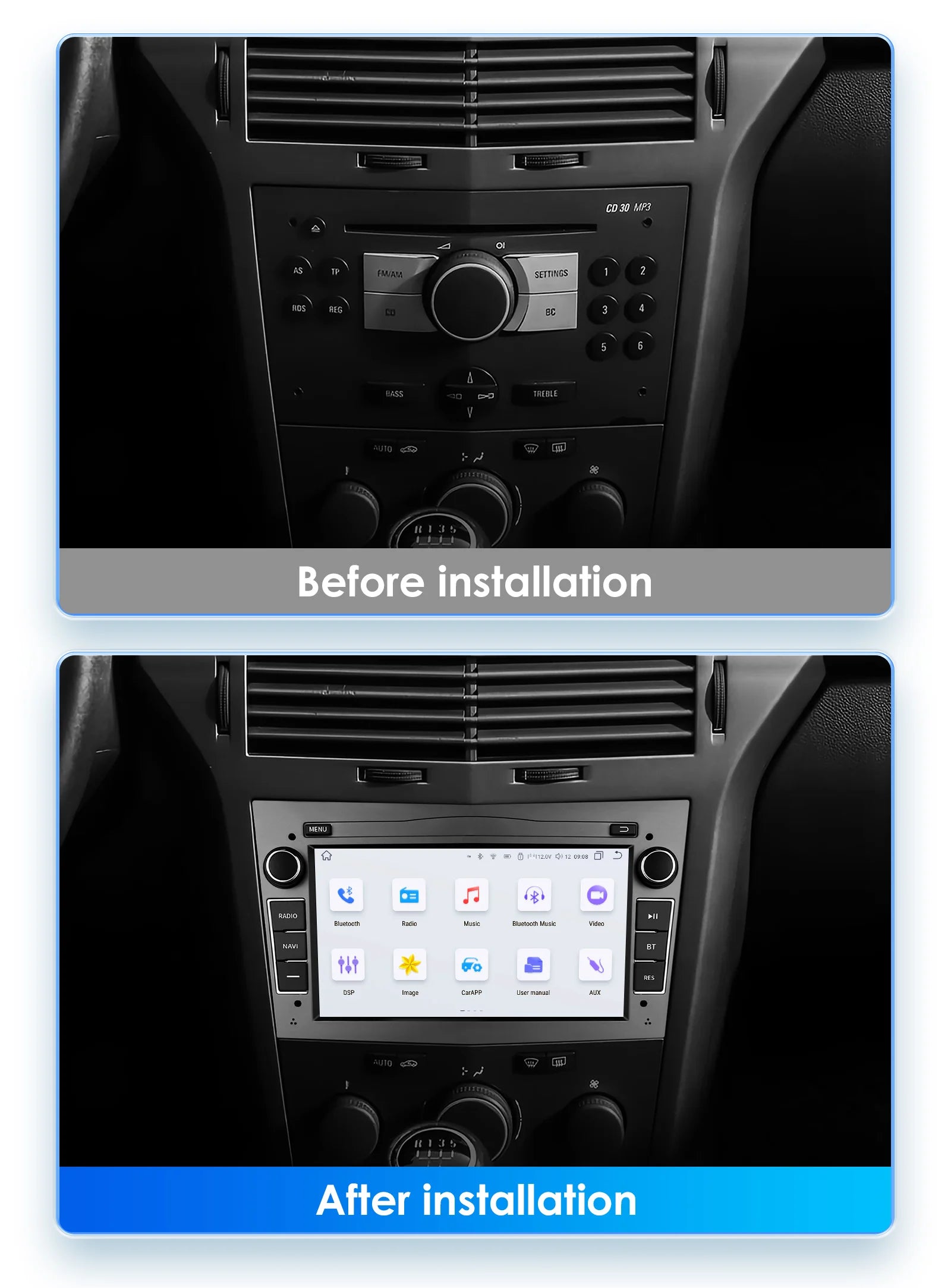 HIZPO 7-Inch Android Car Radio with CarPlay for Opel