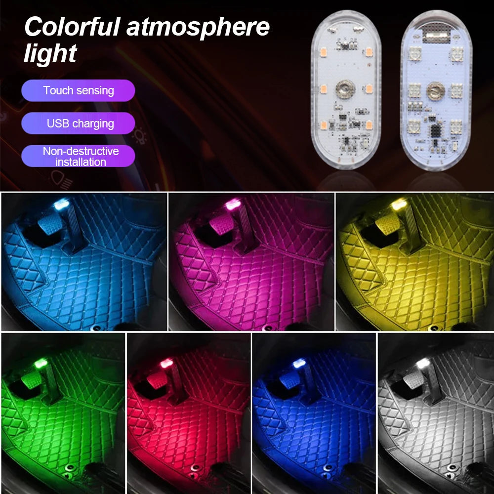 Multi Color Car Lights Wireless LED Touch Light Roof Ceiling Sensor Read Lamp Mini USB Charging Light Auto Interior Accsesories 