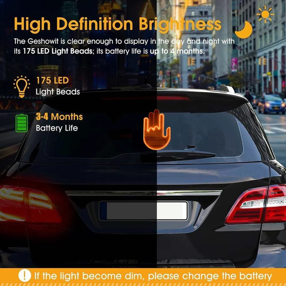 LED Gesture Light with Remote for Car Interior Window Sign