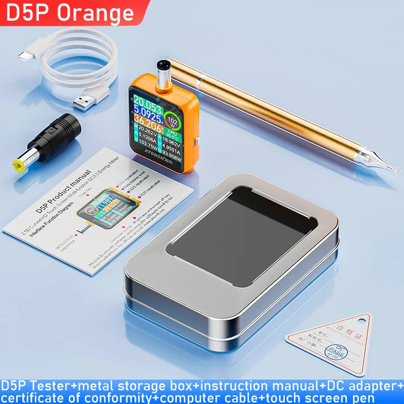 ATORCH D5P Touchscreen-Gleichstromtester DC5.5, DC 4.5-80V 12A, digitaler Voltmeter, Amperemeter, Wattmeter, Batteriekapazitäts- und Leistungsanalysator, Monitor
