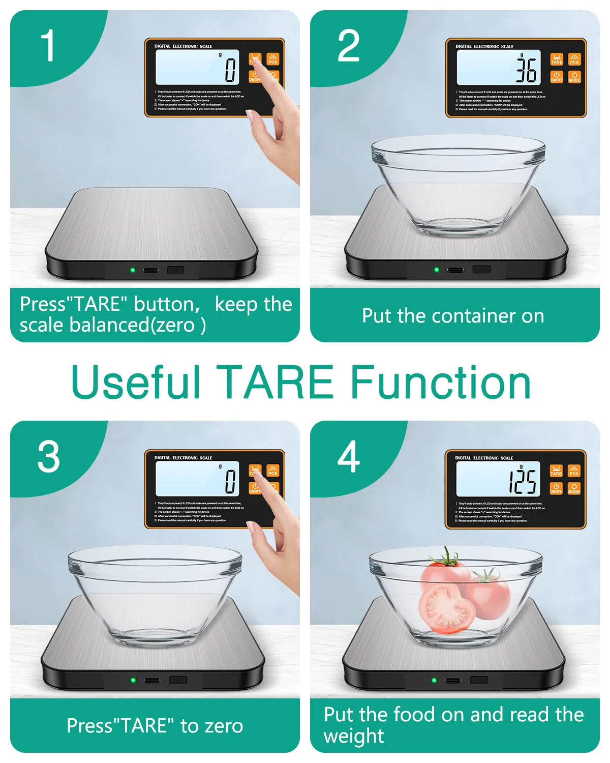Wireless Magnetic Kitchen Scale with Remote Display 15kg 1g Precision