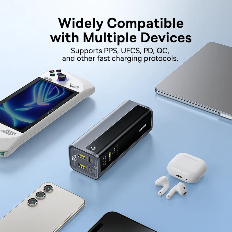 Baseus Power Bank 145W 20800mAh con doppia USB A, USB C PD 100W, ricarica rapida, display digitale, power bank portatile per laptop, telefono e Steam