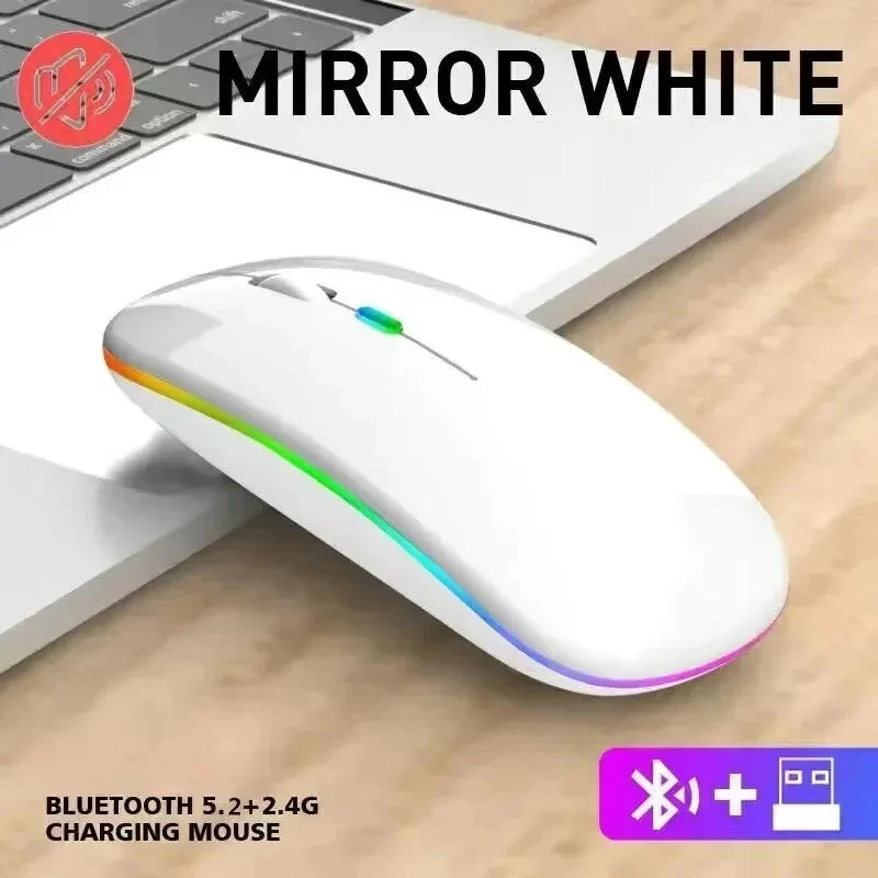 Wireless Mouse Rechargeable Silent LED Backlit Mice PC Laptop Computer Mous 2.4Ghz Receiver Bluetooth Dual Mode Optical Mice 