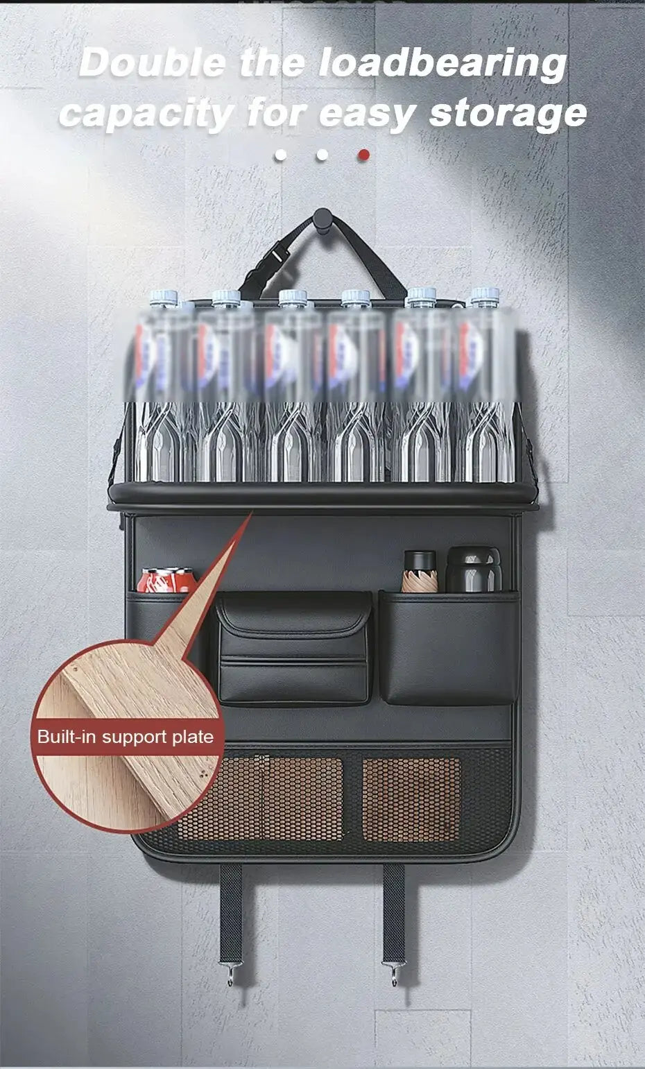 9 in 1 Car Seat Back Organizer with Hidden Tray, Mesh Pocket and Tissue Holder