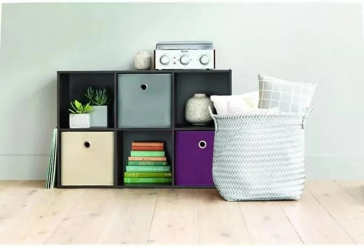 Raft organizator cu 6 cuburi, bibliotecă de depozitare de 11" – unitate din lemn alb