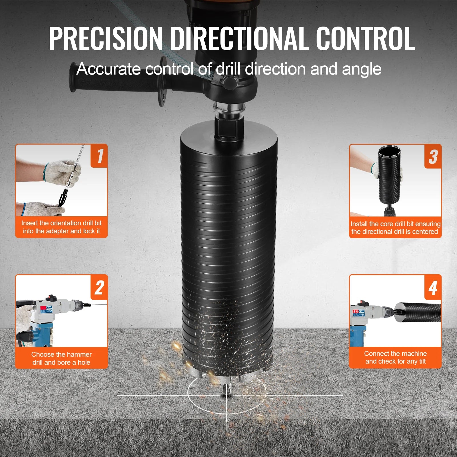 Wet/Dry Diamond Core Drill Bit for Brick and Concrete with Pilot Bit, Adapter and Saw Blade