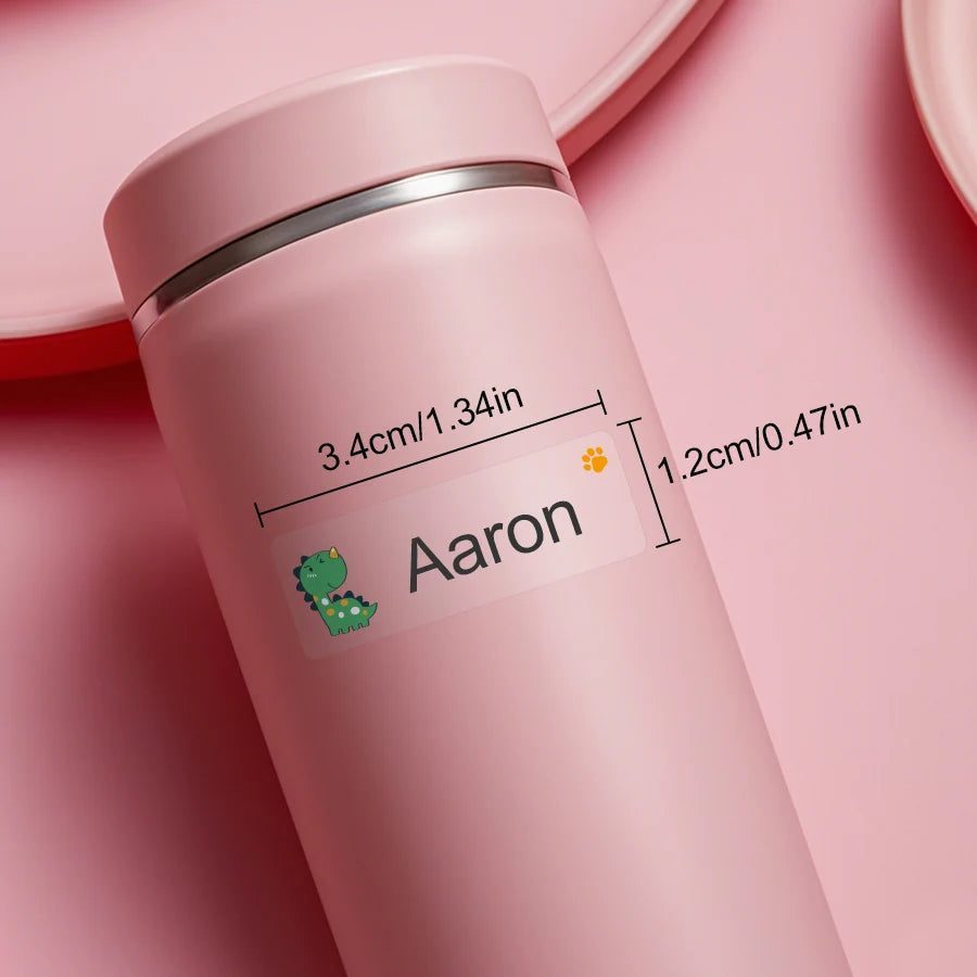 Custom Waterproof Transparent Name Stickers - Personalized Multilingual Labels for Kids School Supplies (Hebrew/English/Spanish) 