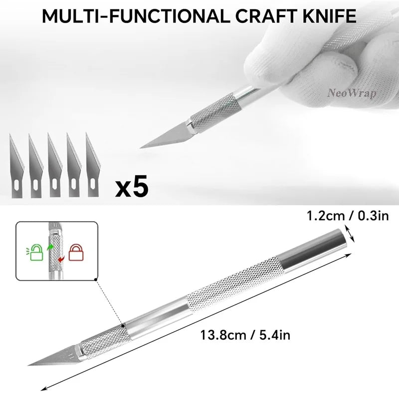 Car Film Wrapping Tool Kit Window Tinting Tools Vinyl Wrap Felt Squeegee Wrap Stick Vinyl Cutter Utility Knife Plastic Scraper
