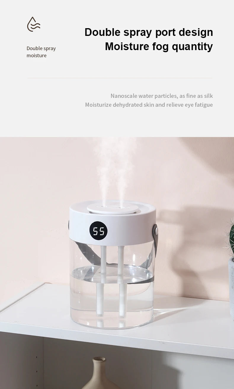 3 L USB Ultrasonic Humidifier with Dual Mist Outlets