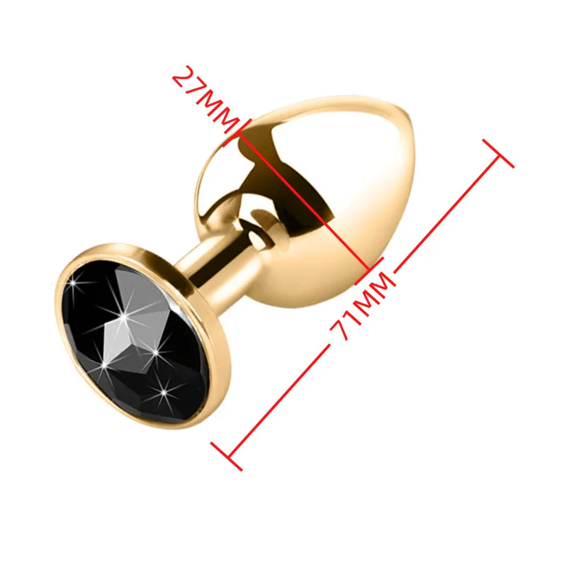 Small Size Metal Anal Beads Butt Plug Mini Rainbow Rose gold Butt Plug Crystal Jewelry Trainer Anal Dildo Masturbation Sex Toy 