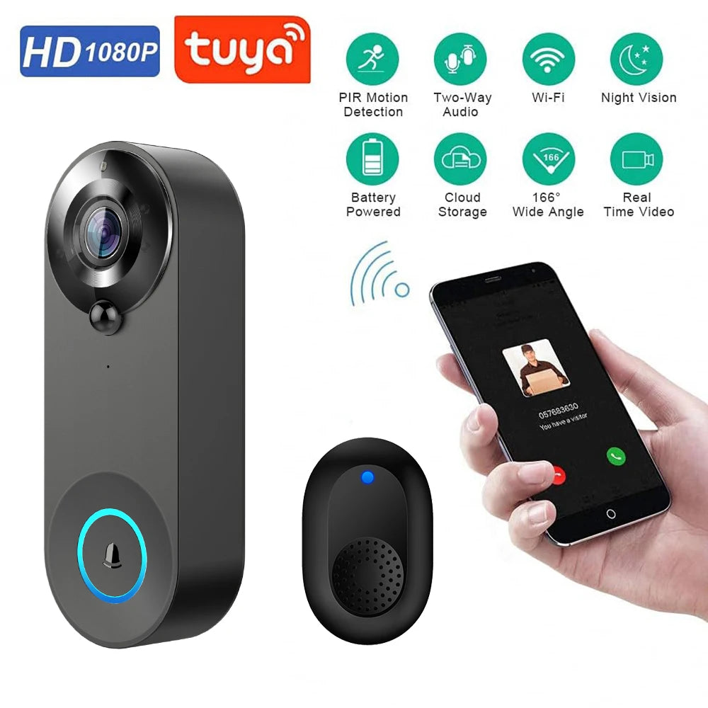 1080p Tuya video-deurbel met wifi-opties