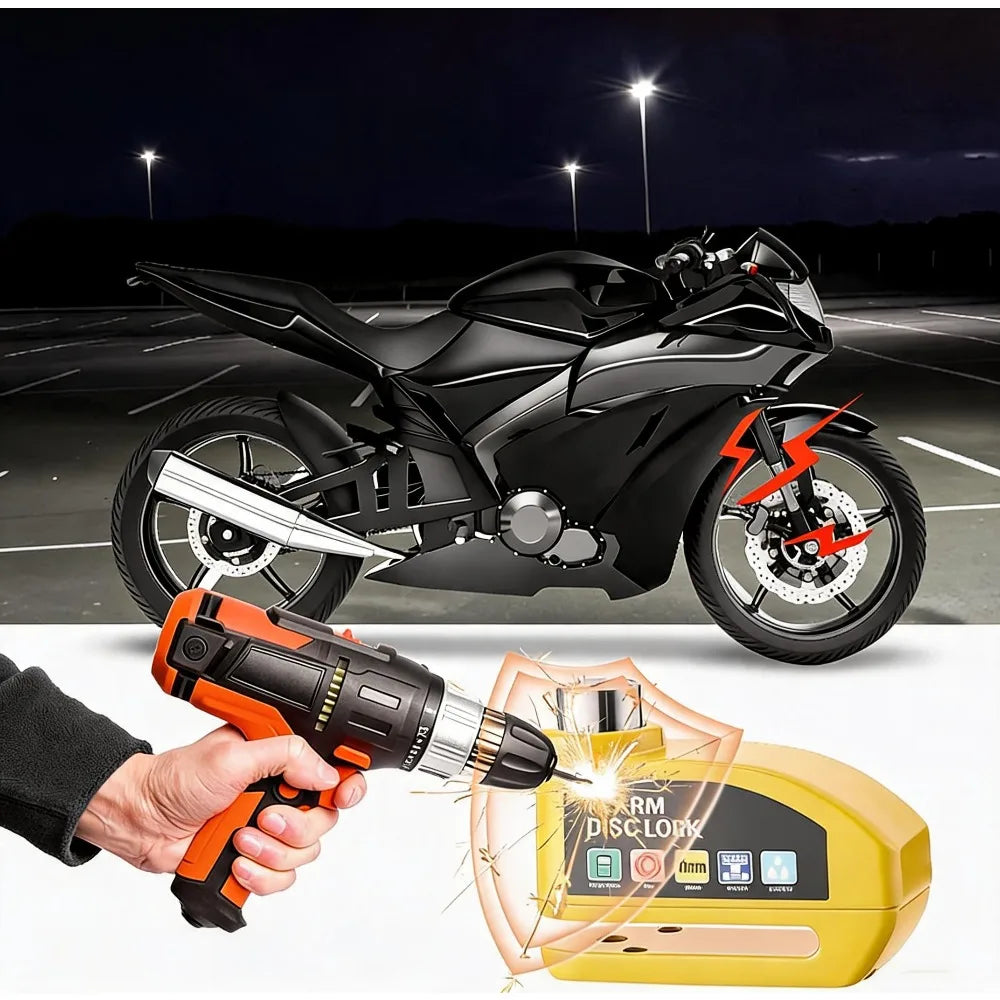 Bicycle Disc Brake Lock with Alarm, Anti-Theft Security Alarm Disc Lock for Mountain Bike Road Bike Scooter