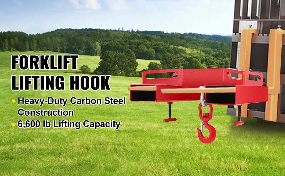 Forklift Lifting Hook 3 Ton (6600 lbs) Swivel Hoist Attachment