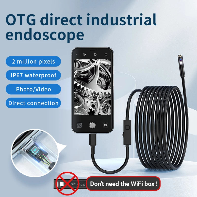 2MP Endoscope Camera 8mm for iPhone and Android, Dual Lens
