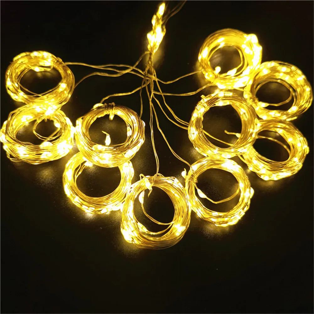 USB Curtain String Lights 8 Modes Fairy Light Christmas Halloween Garland Holiday Led Light Wedding Party Home Bedroom Decor 