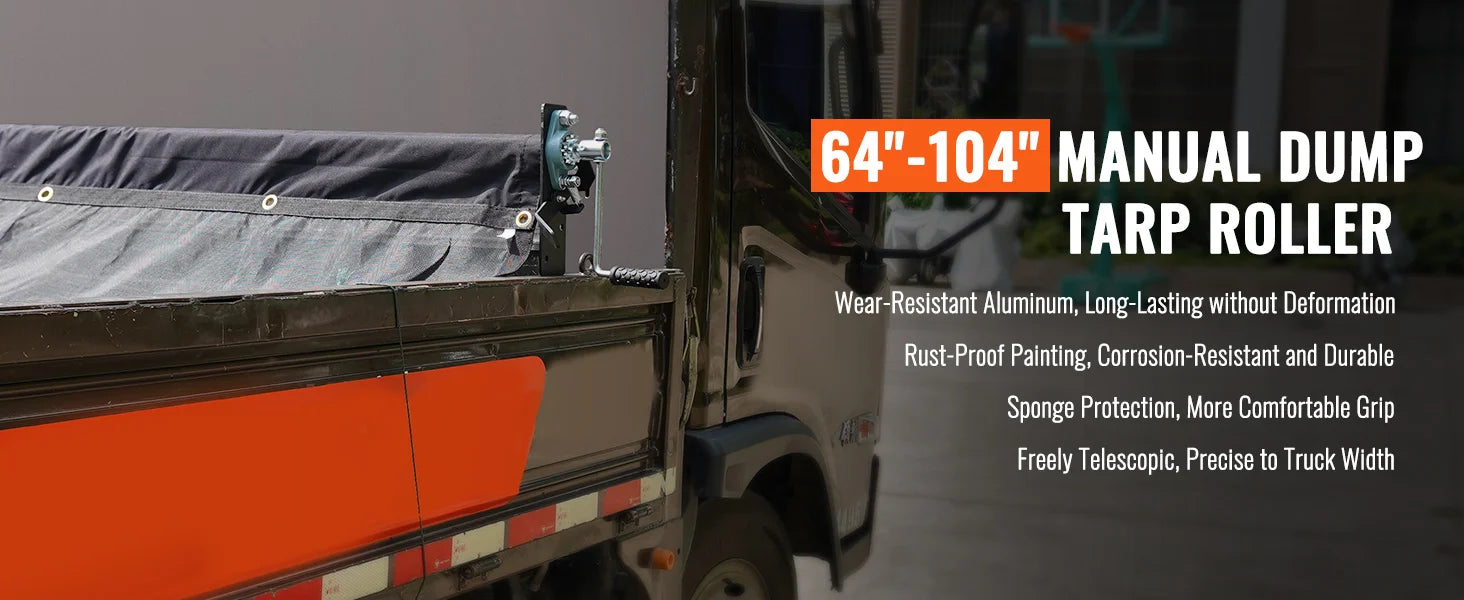 Kit de rouleau de bâche à manivelle réglable pour camions 64–104 pouces