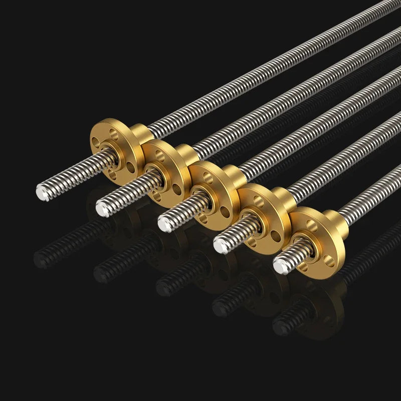 T8-forspindel med messingmøtrik, 8 mm, 2 mm stigning