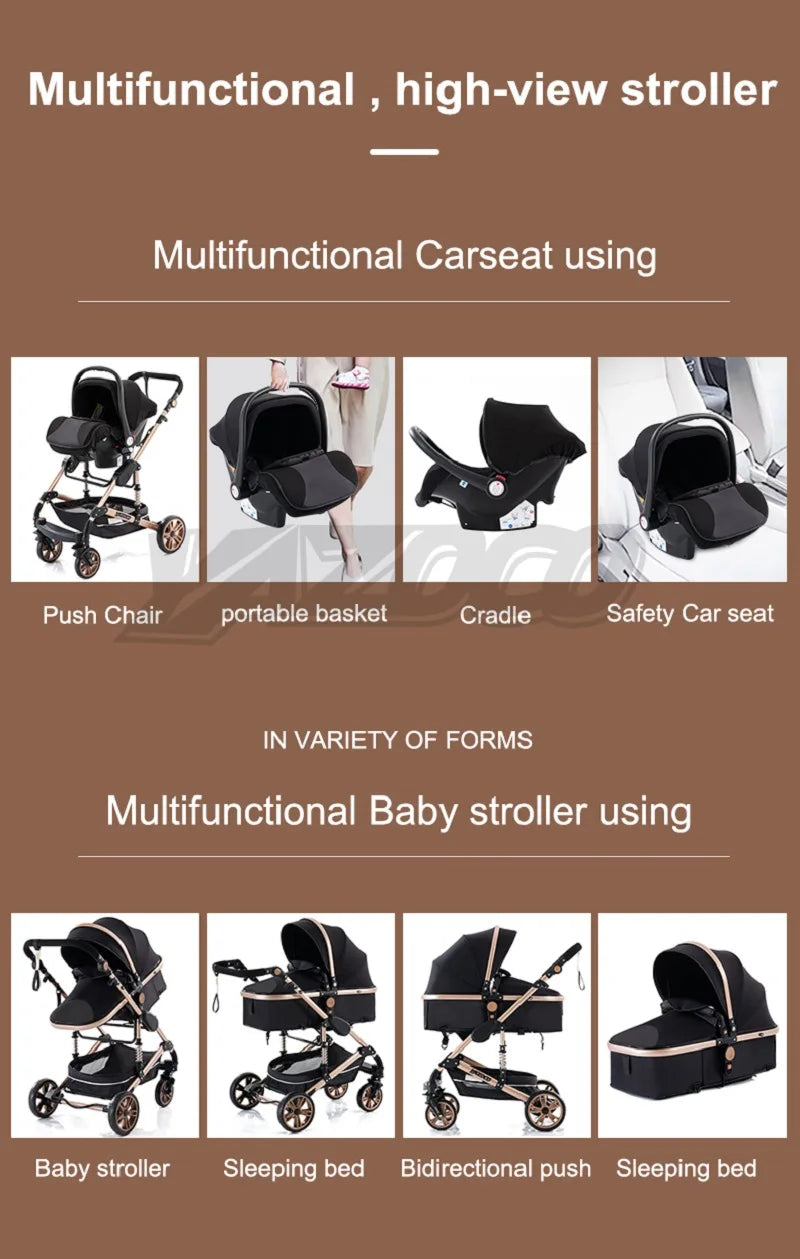 Luxurious 3‑in‑1 Baby Stroller High‑Landscape Travel System